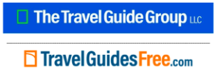 Travel Guide Group logo with blue background and Travel Guides Free .com logo in orange below